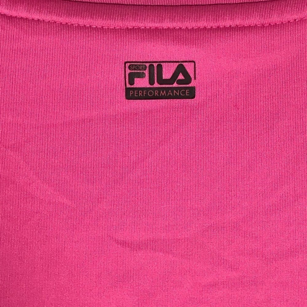 FILA Womens Pink Athletic V Neck Yoga Workout Training Top - Picture 5 of 7